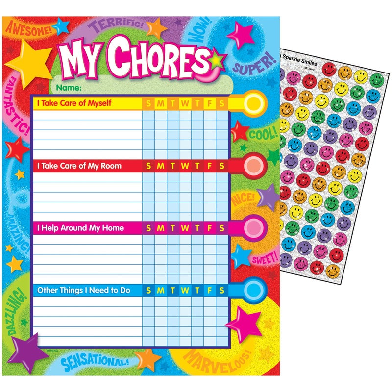 Trend Praise Words 'n Stars Success Charts (25 Sheets) by TREND Enterprises, Inc. - Help Your Child Establish Good Habits for Home and Study - Image 2